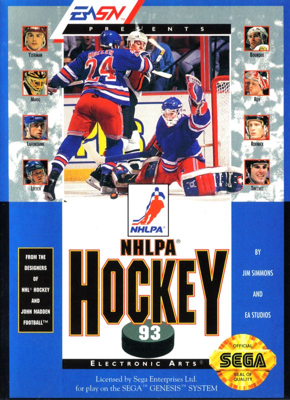 NHLPA Hockey '93 box art for Sega Mega Drive